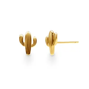 Mini Cactus Stud Earrings in 9ct Yellow Gold