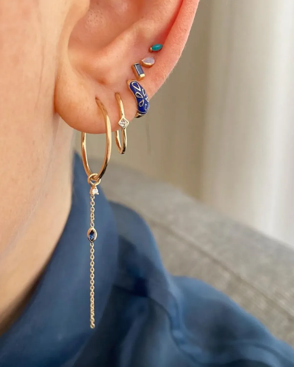 Mini Claw Set Marquise Cut Turquoise Stud