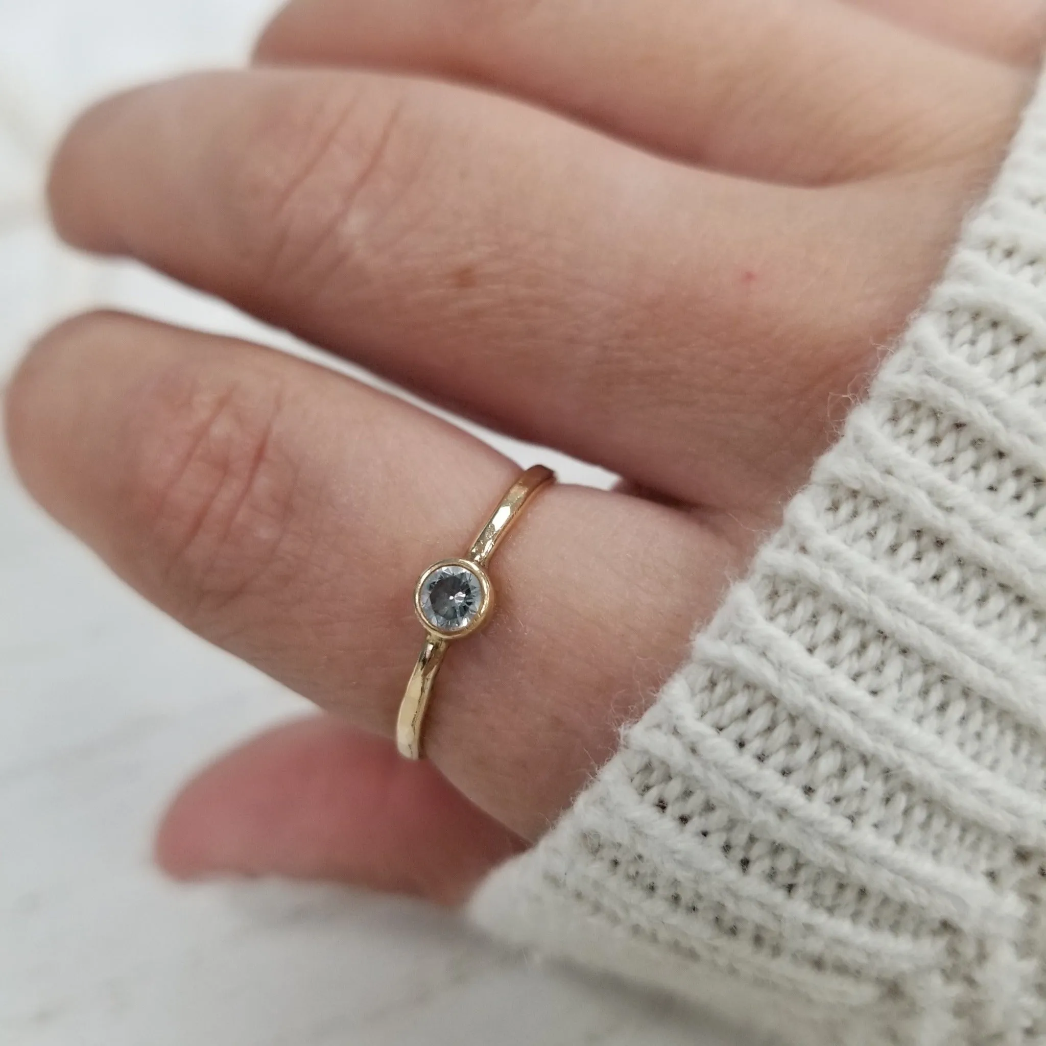 Mini Diamond CZ Stacking Ring  - Sterling, Gold or Rose Gold