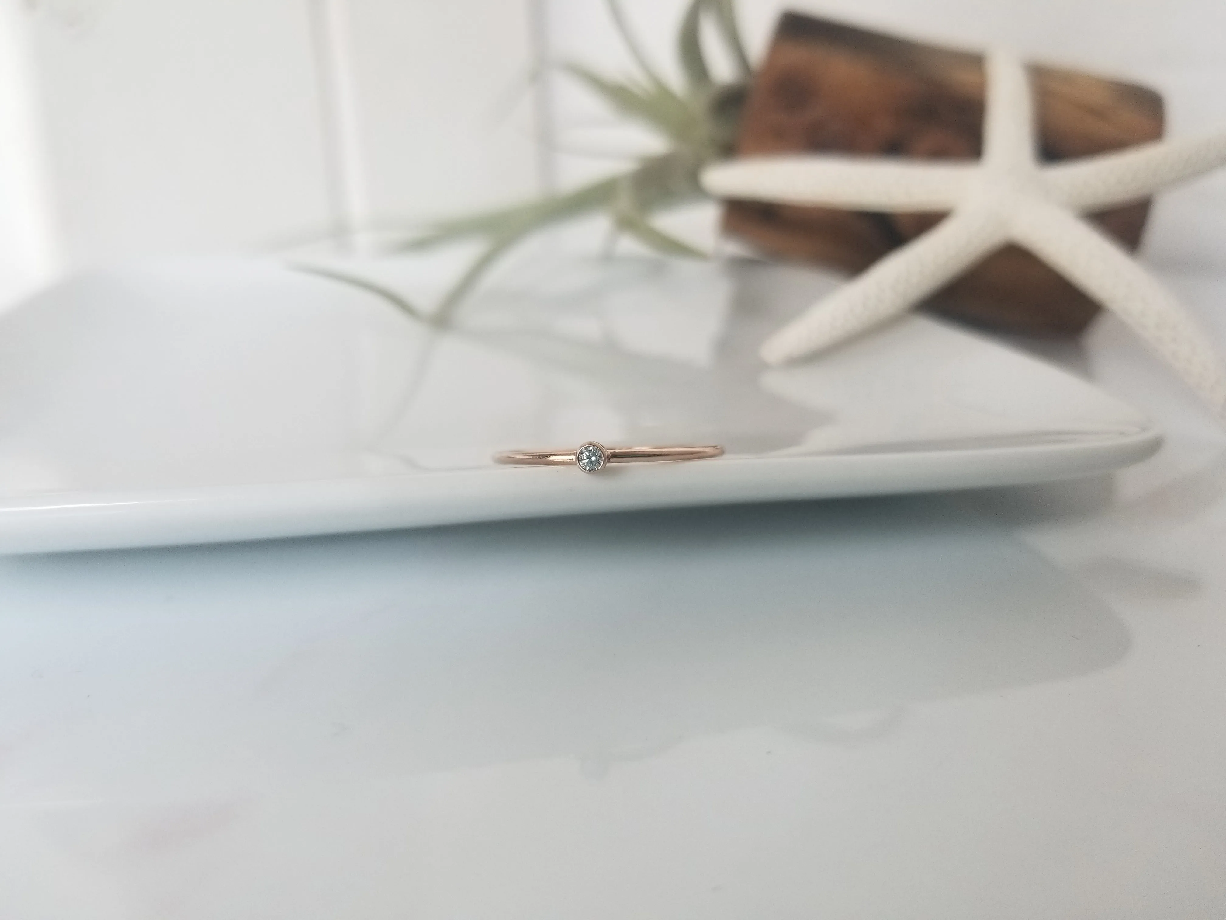 Mini Diamond CZ Stacking Ring  - Sterling, Gold or Rose Gold