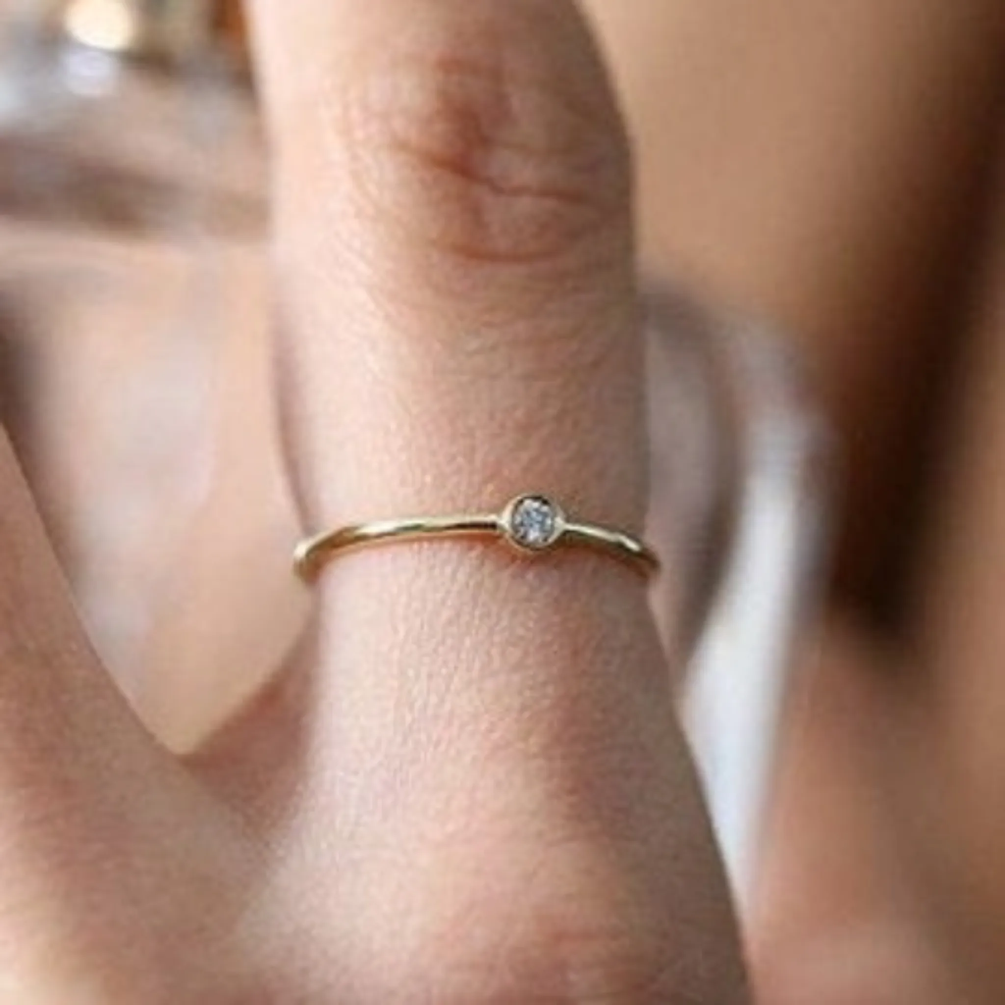 Mini Diamond CZ Stacking Ring  - Sterling, Gold or Rose Gold