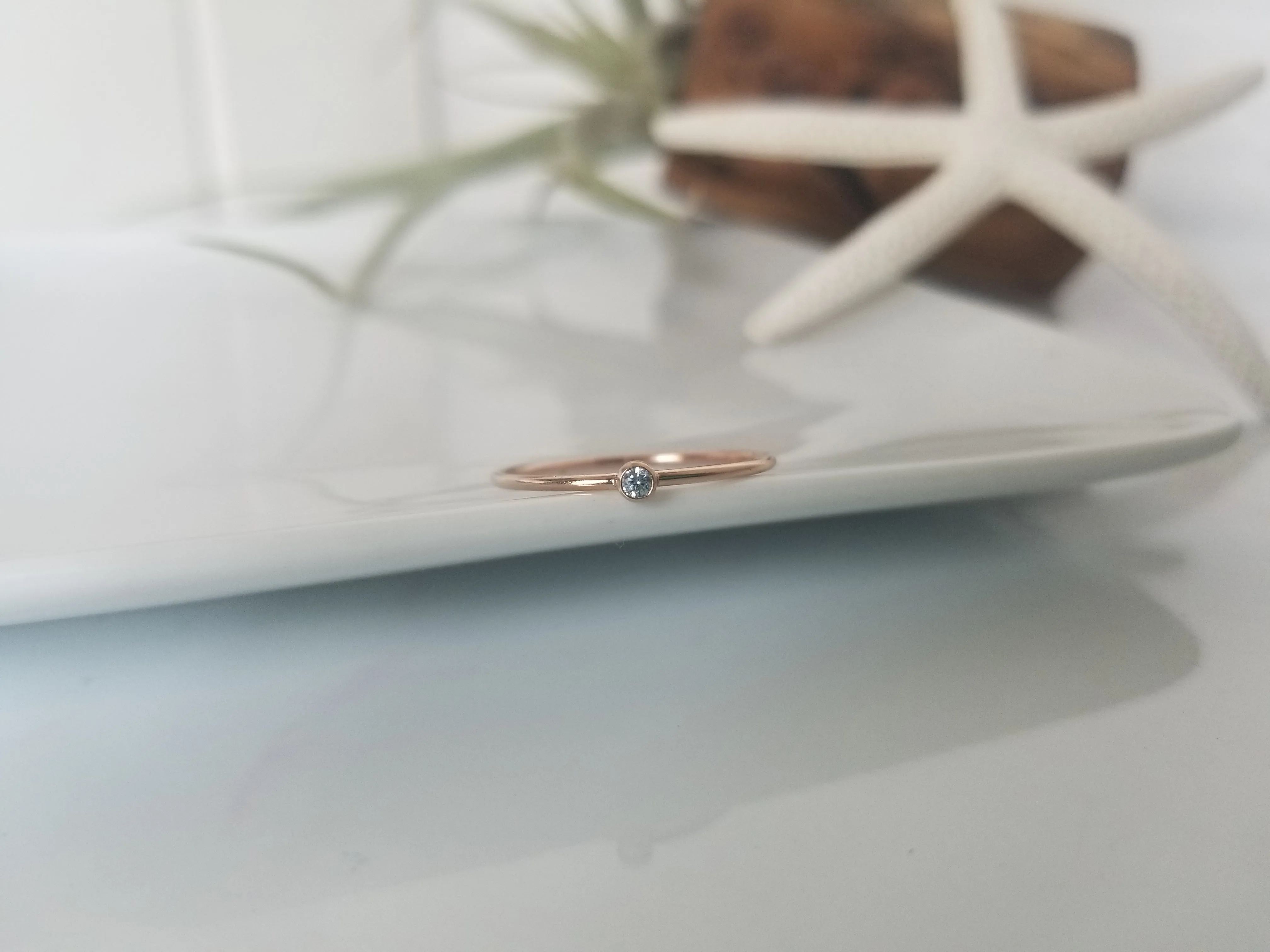 Mini Diamond CZ Stacking Ring  - Sterling, Gold or Rose Gold