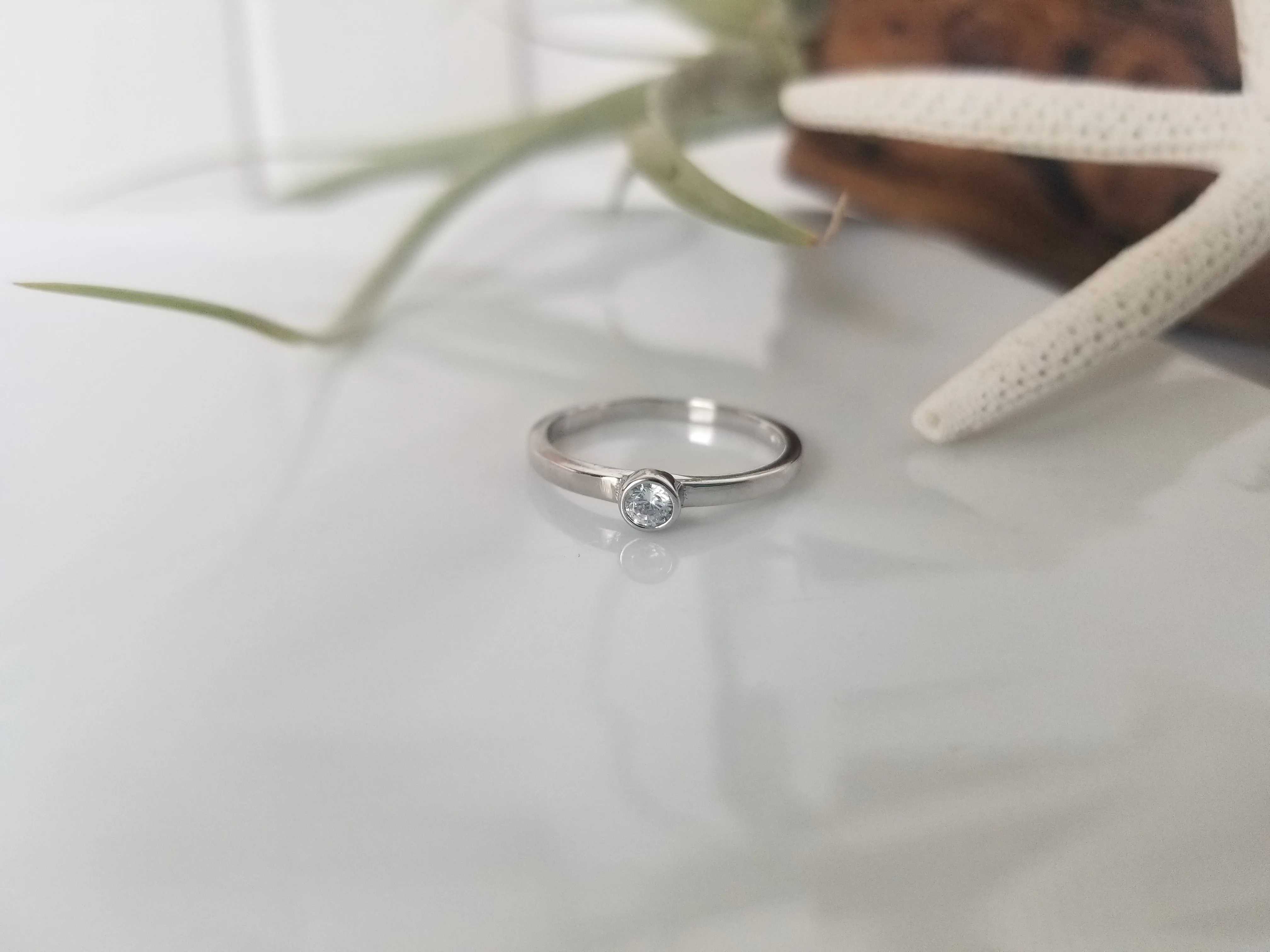 Mini Diamond CZ Stacking Ring  - Sterling, Gold or Rose Gold