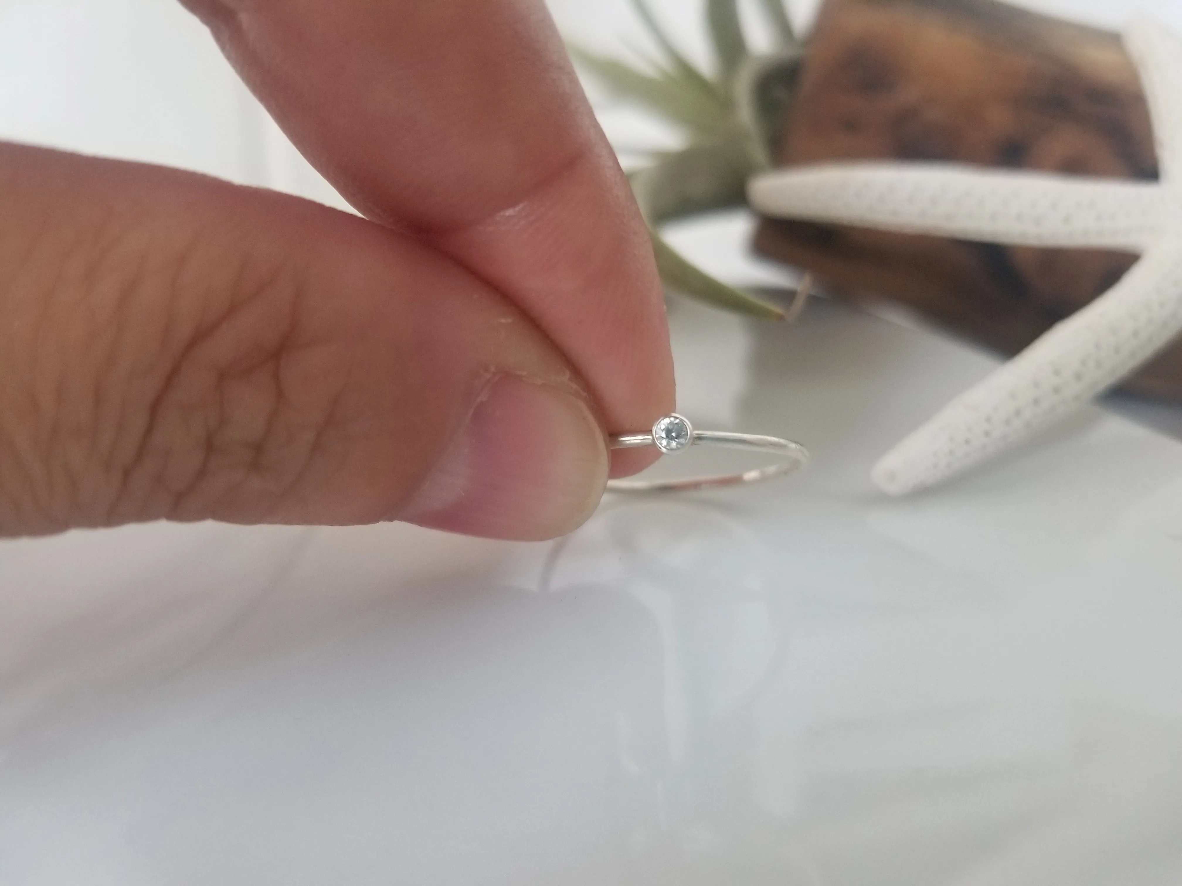 Mini Diamond CZ Stacking Ring  - Sterling, Gold or Rose Gold