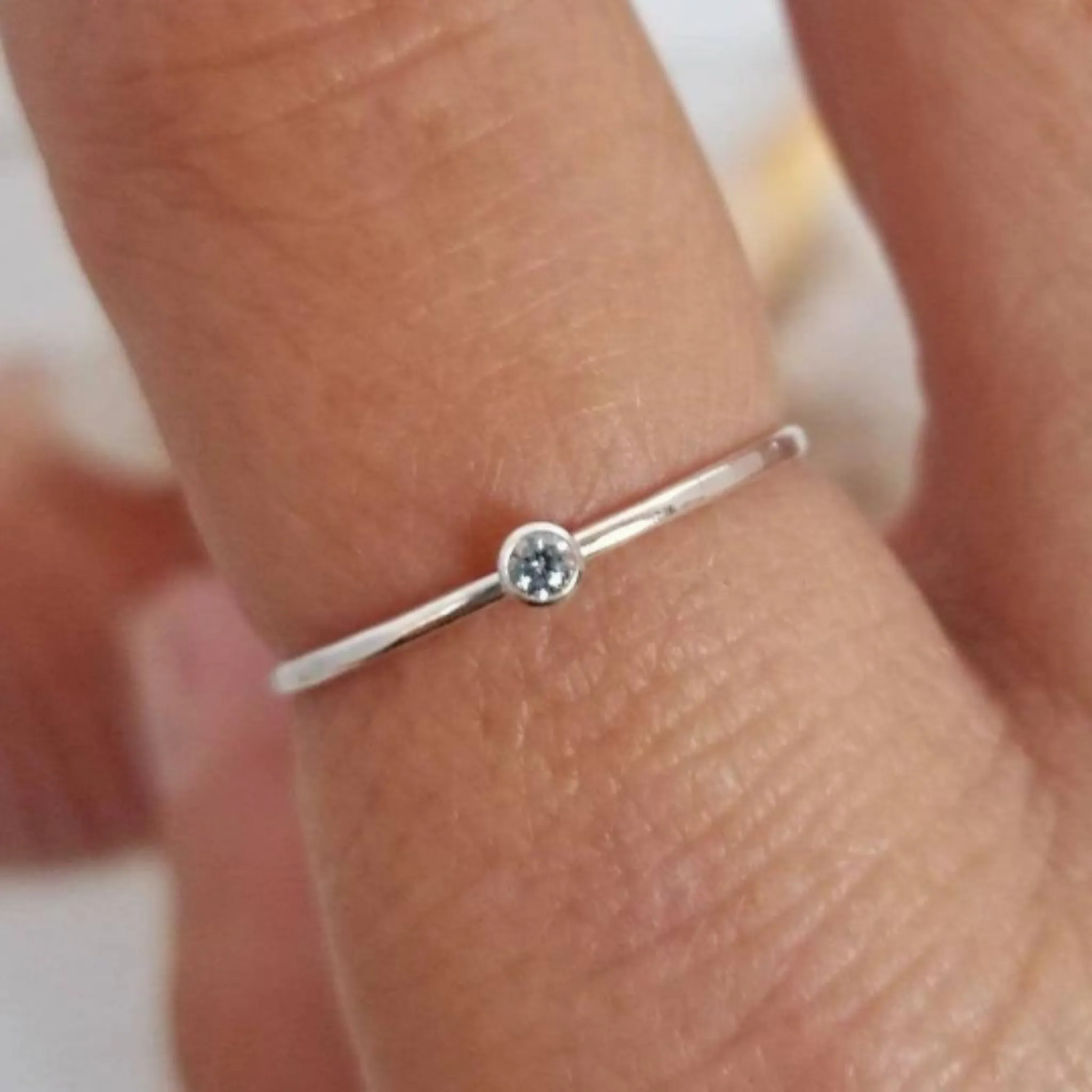 Mini Diamond CZ Stacking Ring  - Sterling, Gold or Rose Gold