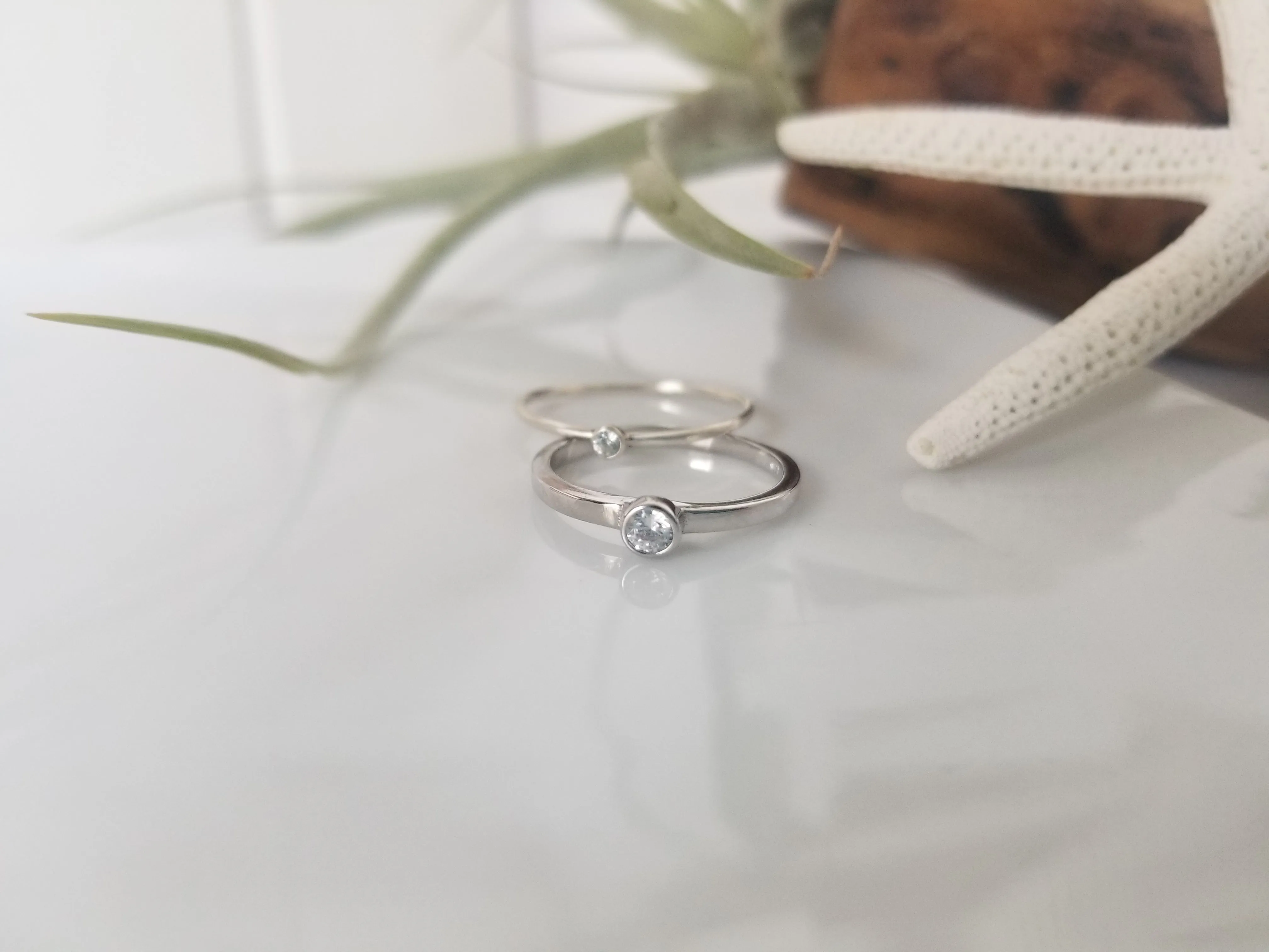 Mini Diamond CZ Stacking Ring  - Sterling, Gold or Rose Gold