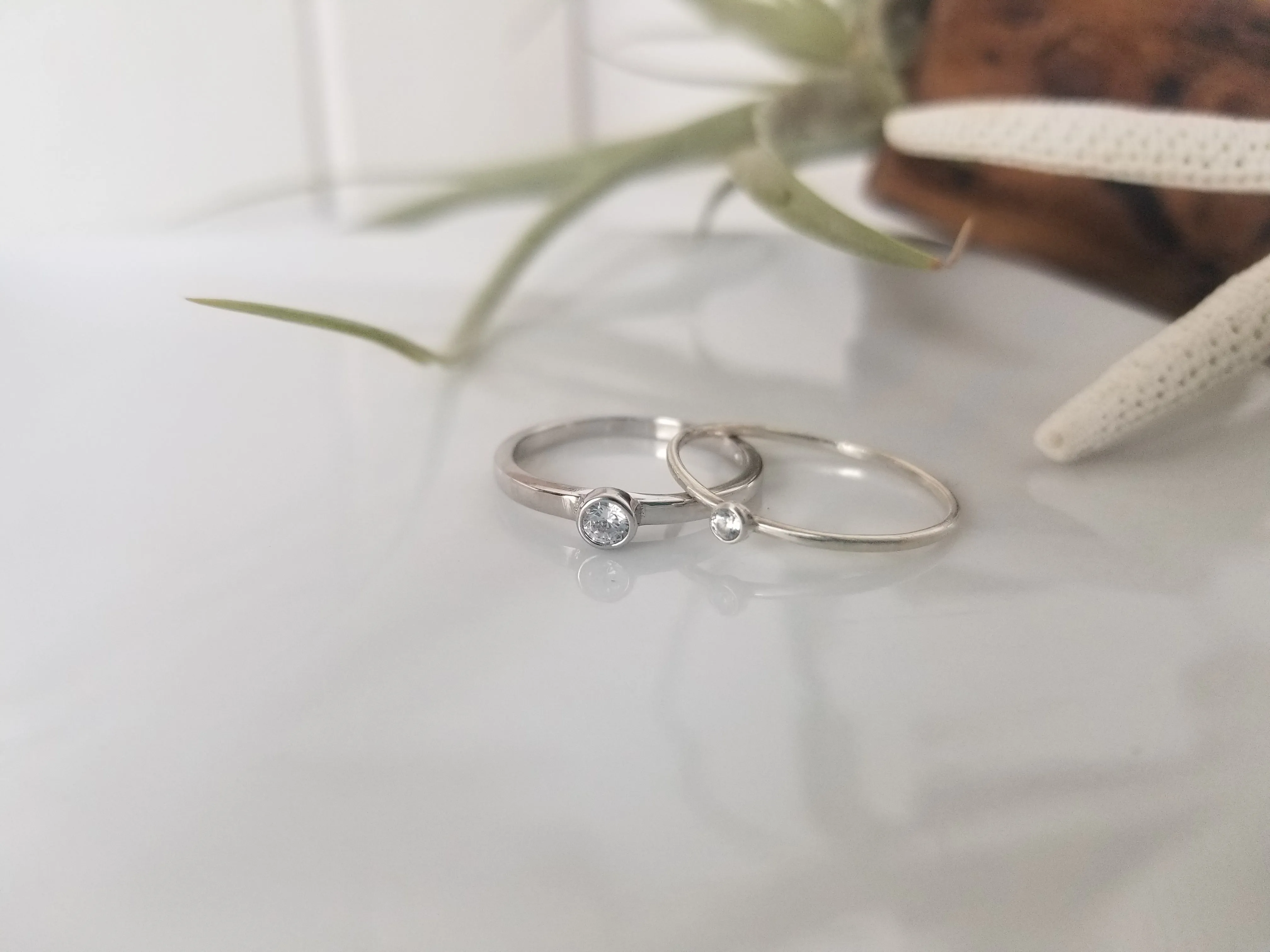 Mini Diamond CZ Stacking Ring  - Sterling, Gold or Rose Gold