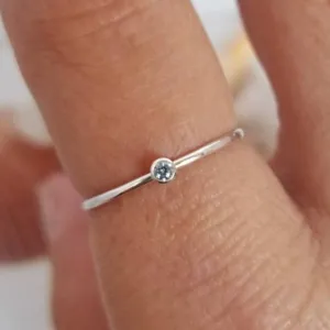 Mini Diamond CZ Stacking Ring  - Sterling, Gold or Rose Gold