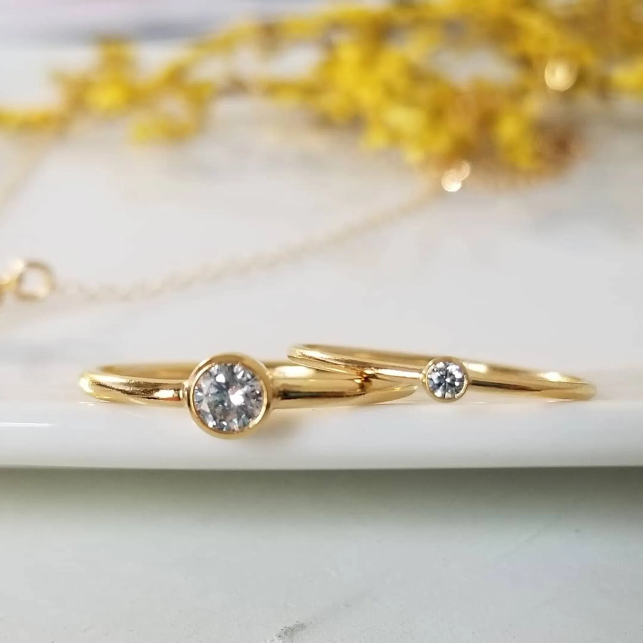 Mini Diamond CZ Stacking Ring  - Sterling, Gold or Rose Gold