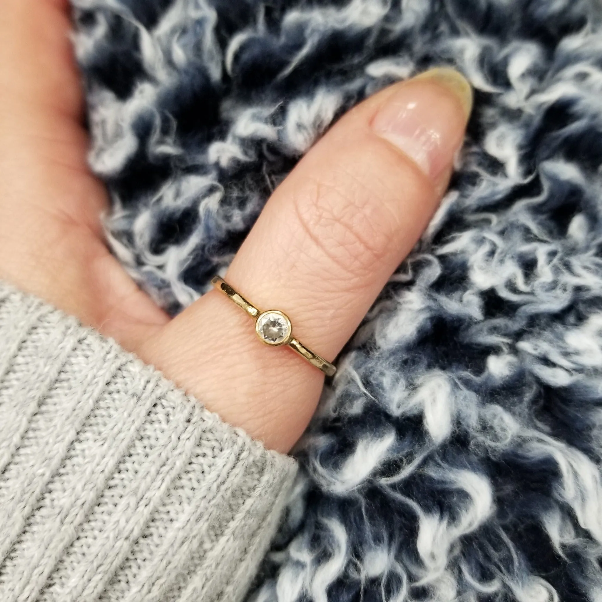 Mini Diamond CZ Stacking Ring  - Sterling, Gold or Rose Gold