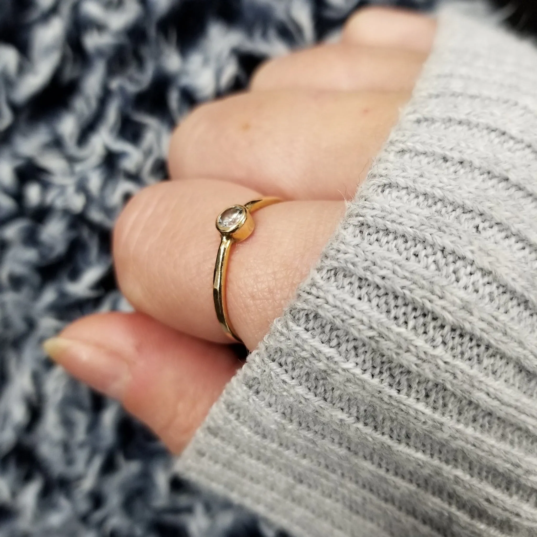 Mini Diamond CZ Stacking Ring  - Sterling, Gold or Rose Gold