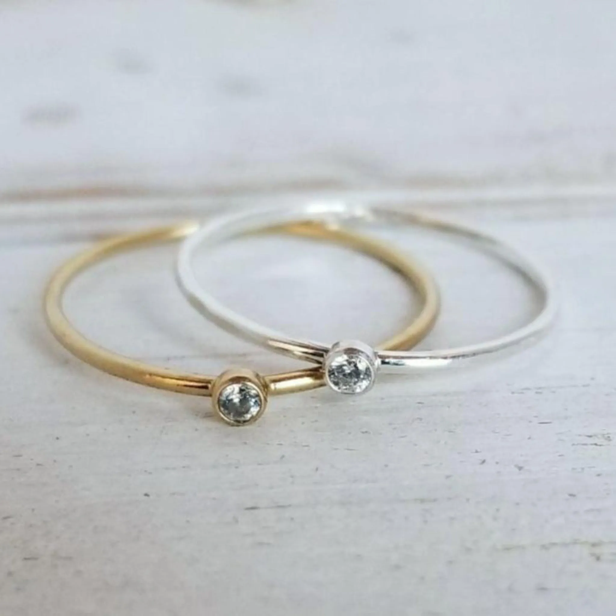 Mini Diamond CZ Stacking Ring  - Sterling, Gold or Rose Gold