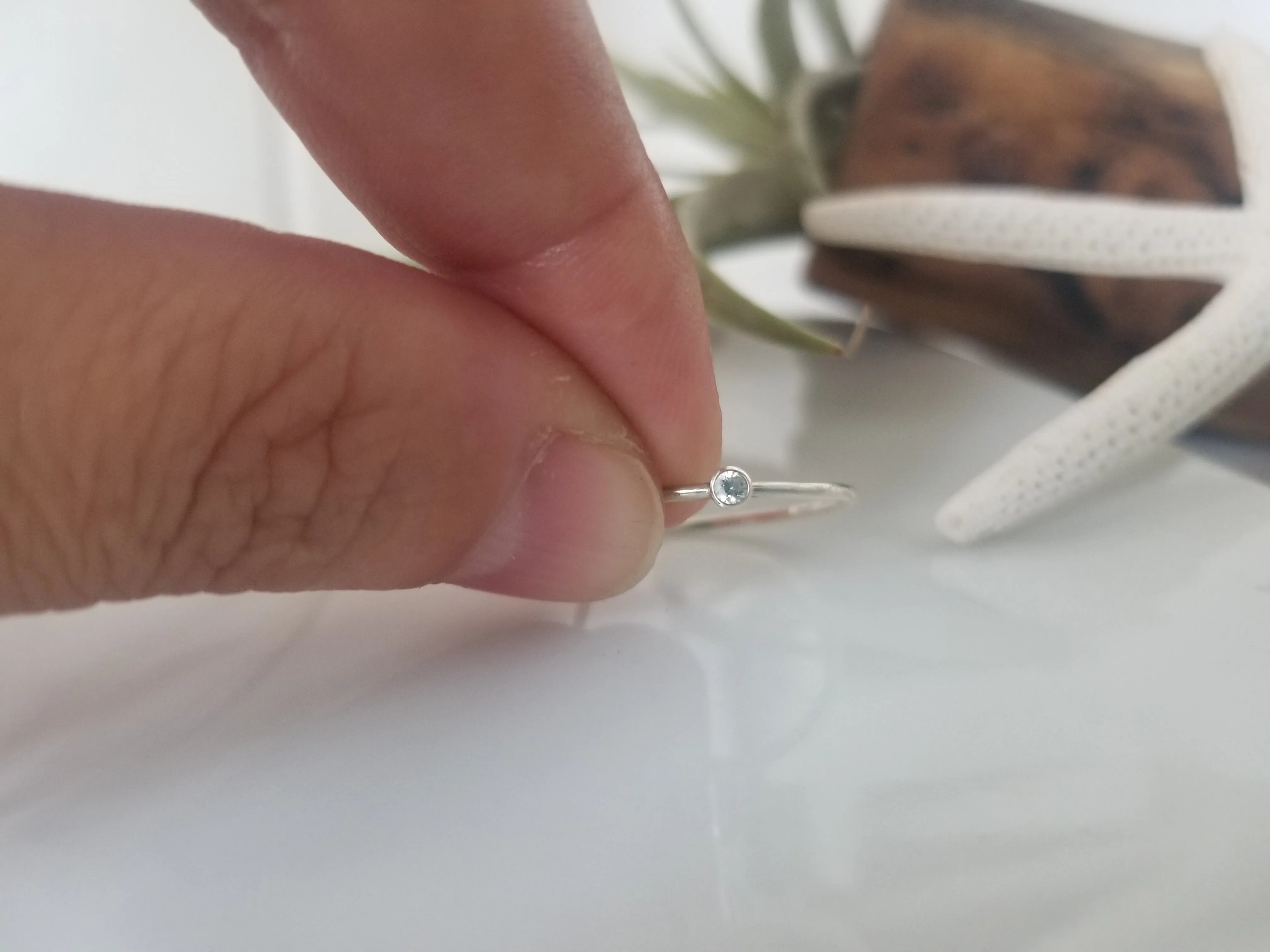 Mini Diamond CZ Stacking Ring  - Sterling, Gold or Rose Gold