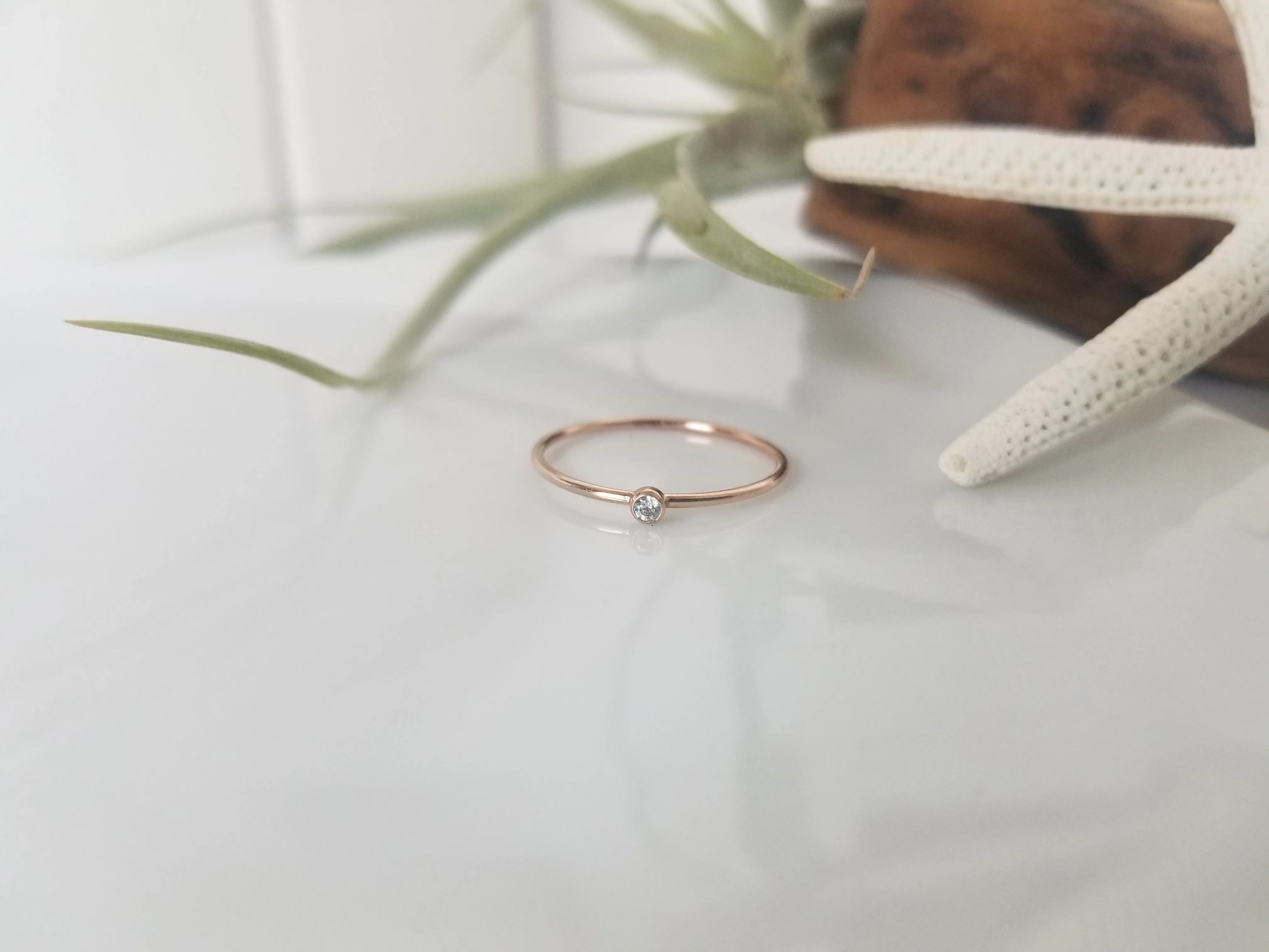 Mini Diamond CZ Stacking Ring  - Sterling, Gold or Rose Gold