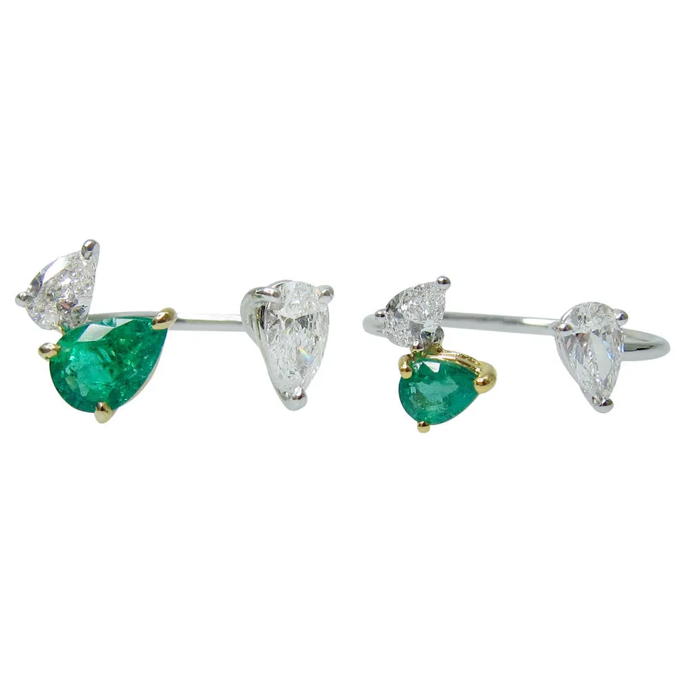 Mini Emerald & Diamond Vine Ring