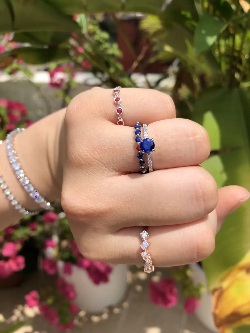 Mini Five Stone Fancy Shape White Diamond Ring