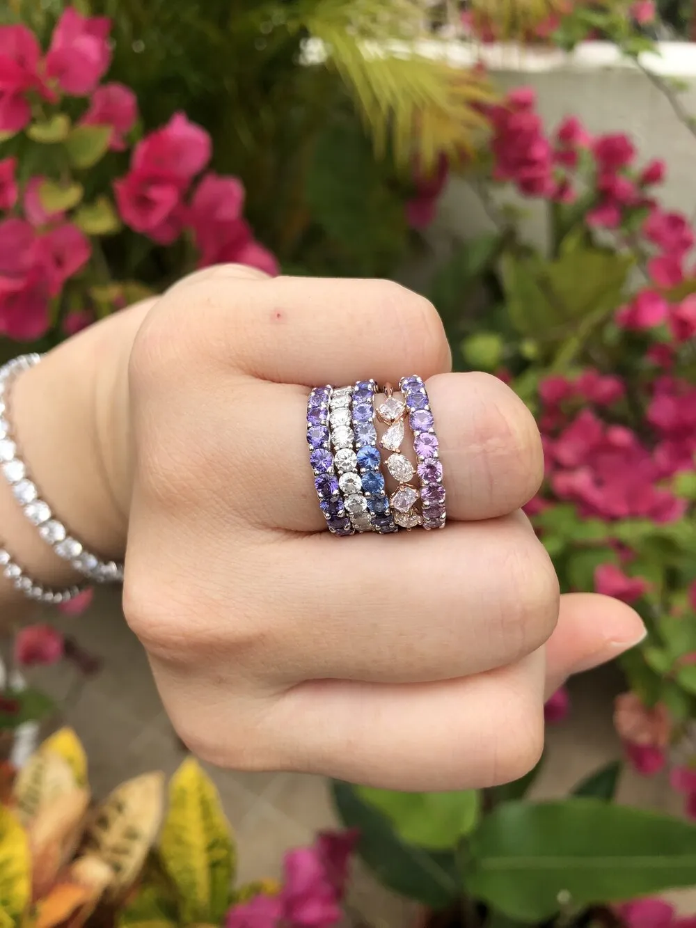Mini Five Stone Fancy Shape White Diamond Ring