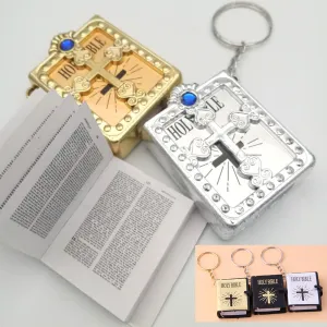 Mini Holy Bible Keychain, Religious Christian Jesus Cross Key Chain, Women's Prayers God Bless Gift Souvenirs Keyring