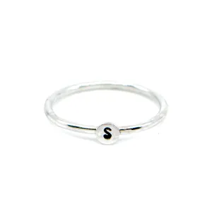 Mini Letter Initial Stacking Ring in Sterling Silver