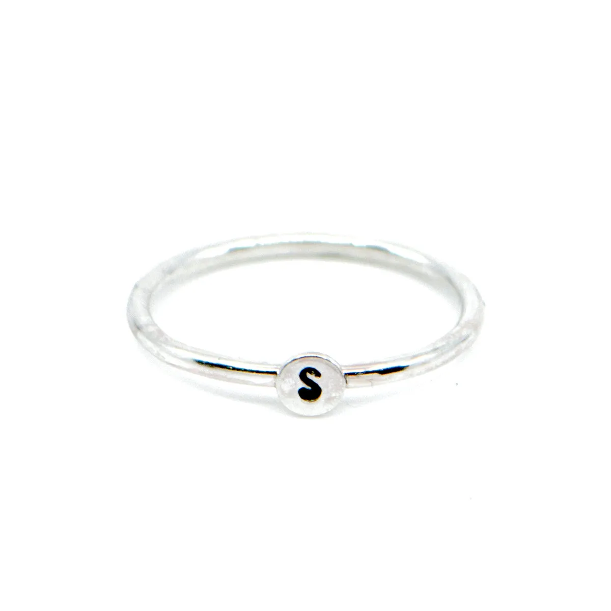 Mini Letter Initial Stacking Ring in Sterling Silver