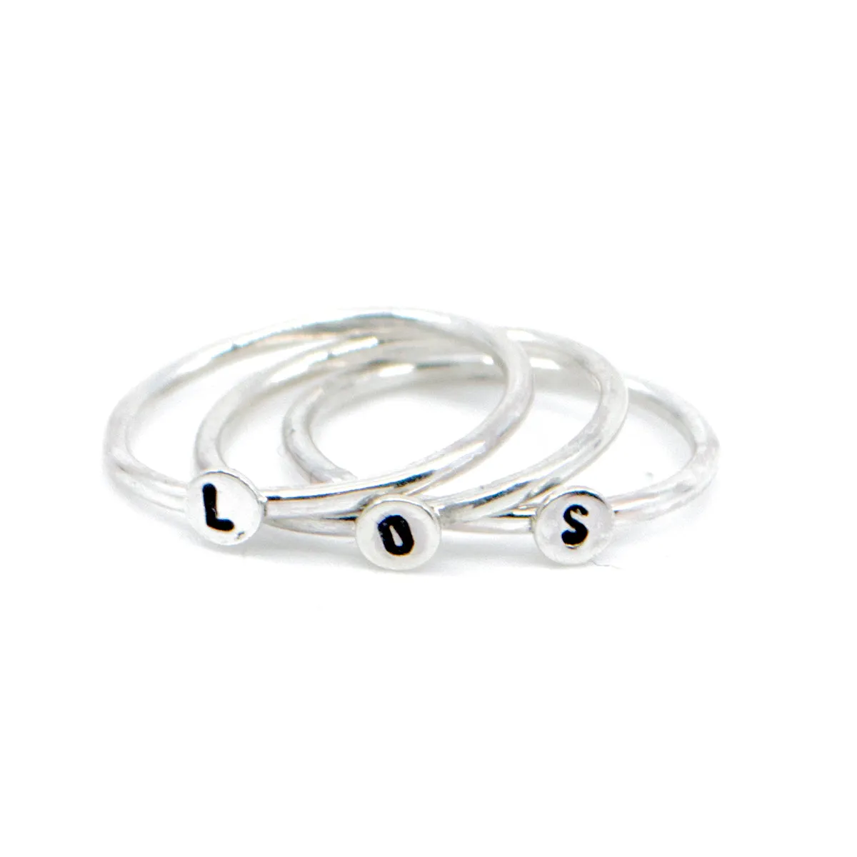 Mini Letter Initial Stacking Ring in Sterling Silver