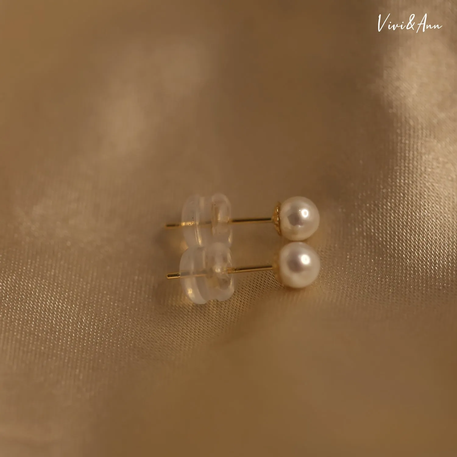 Mini Size Freshwater Pearl Stud Earrings 18K Gold Post
