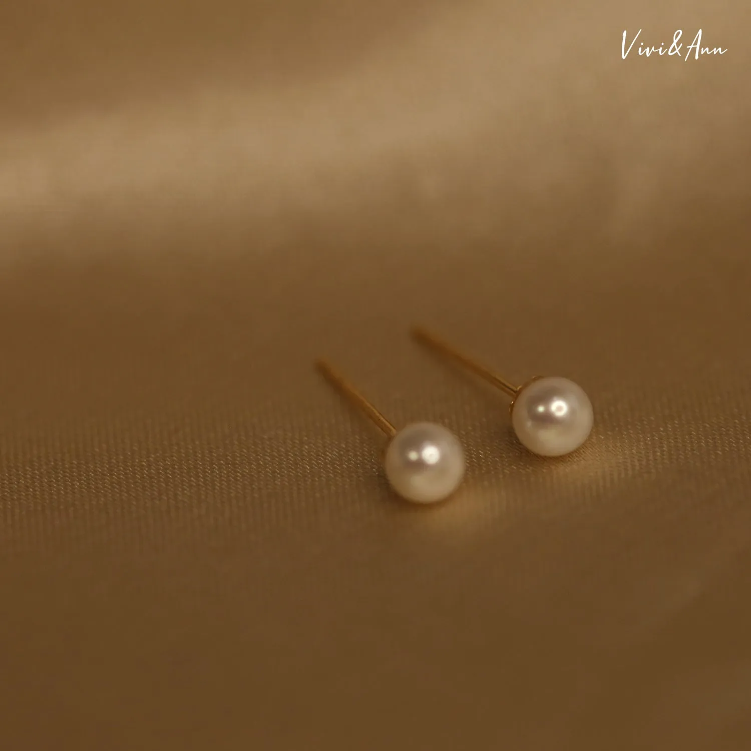 Mini Size Freshwater Pearl Stud Earrings 18K Gold Post