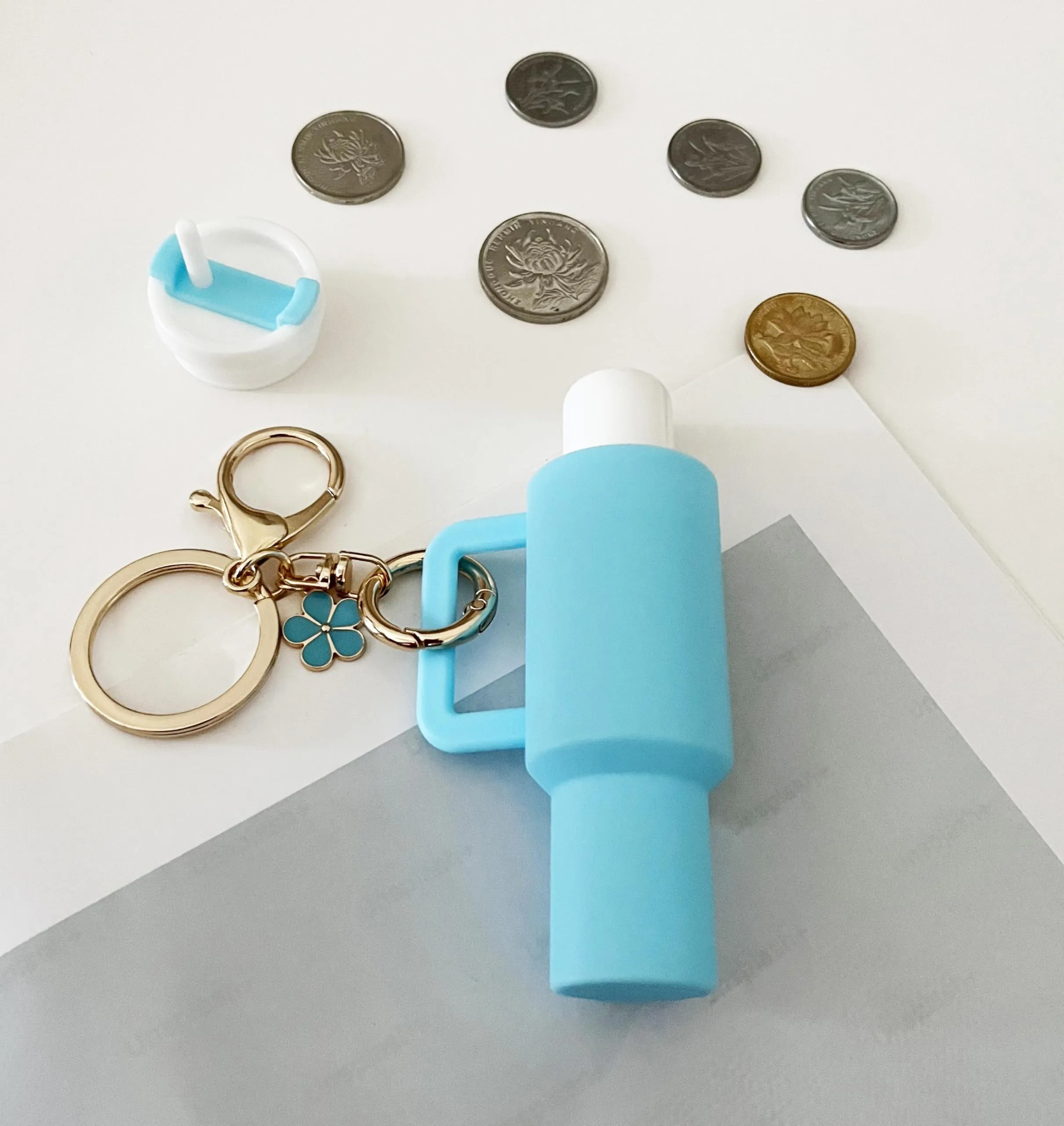 Mini Tumbler Keychain Accessories for Stanley Cup,Cute Cup Key Charms for Women Purse Handbag Backpack (Blue)