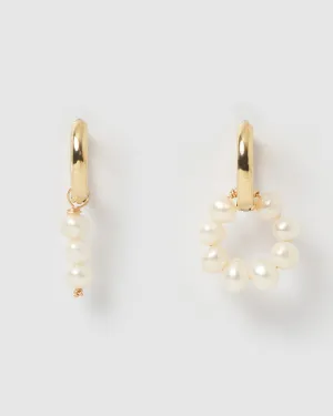 Miz Casa & Co Jamie Huggie Earrings Gold Pearl