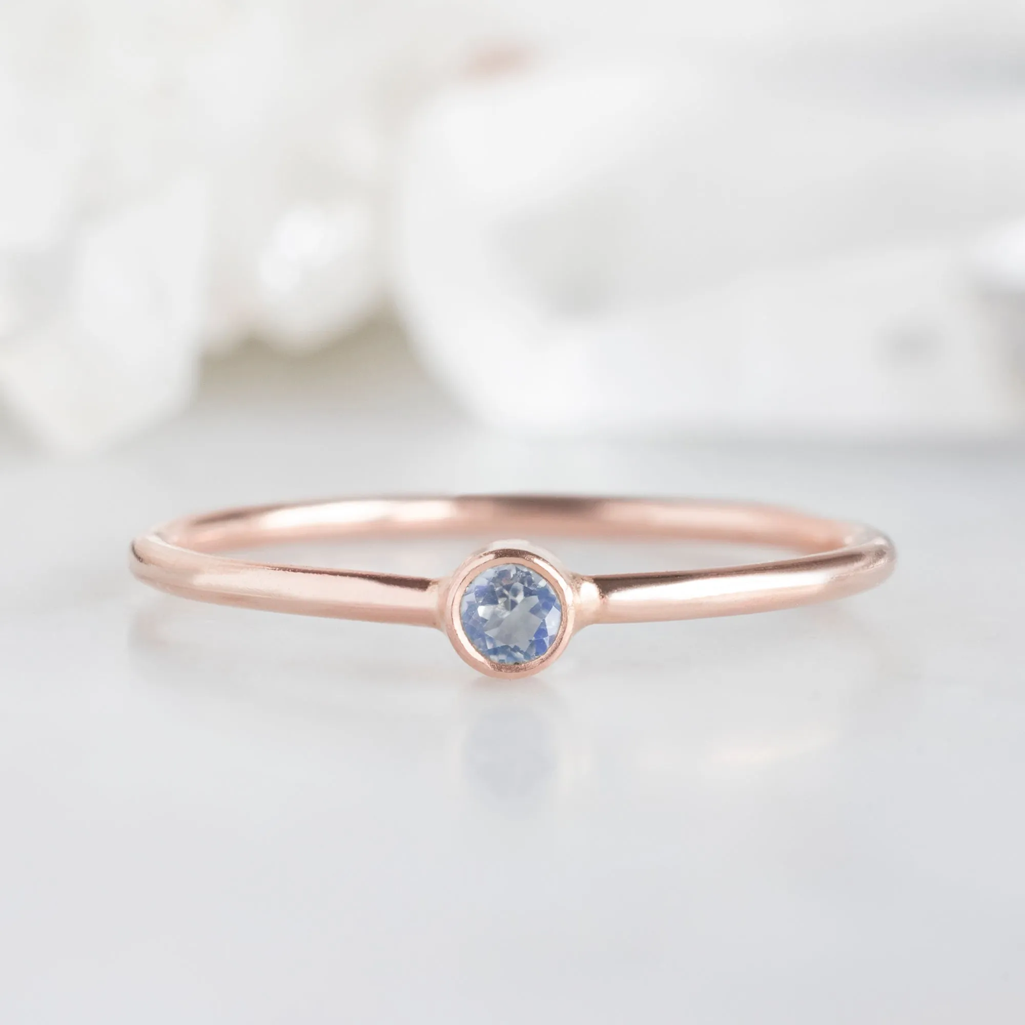 Moonstone Birthstone Stacking Ring | 10K Rose Gold