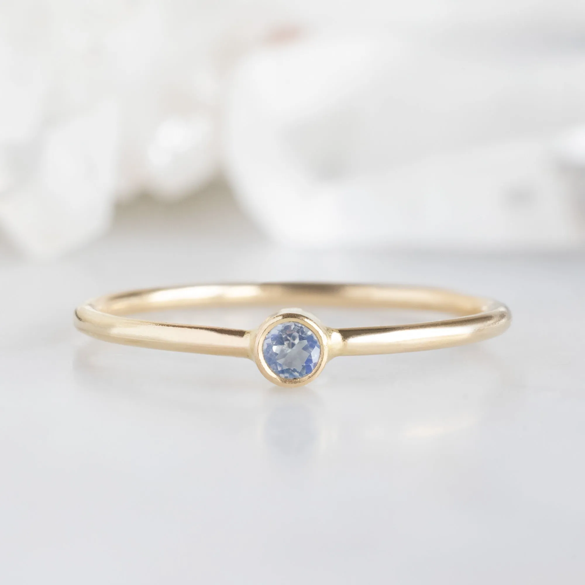 Moonstone Birthstone Stacking Ring | 10K Yellow Gold