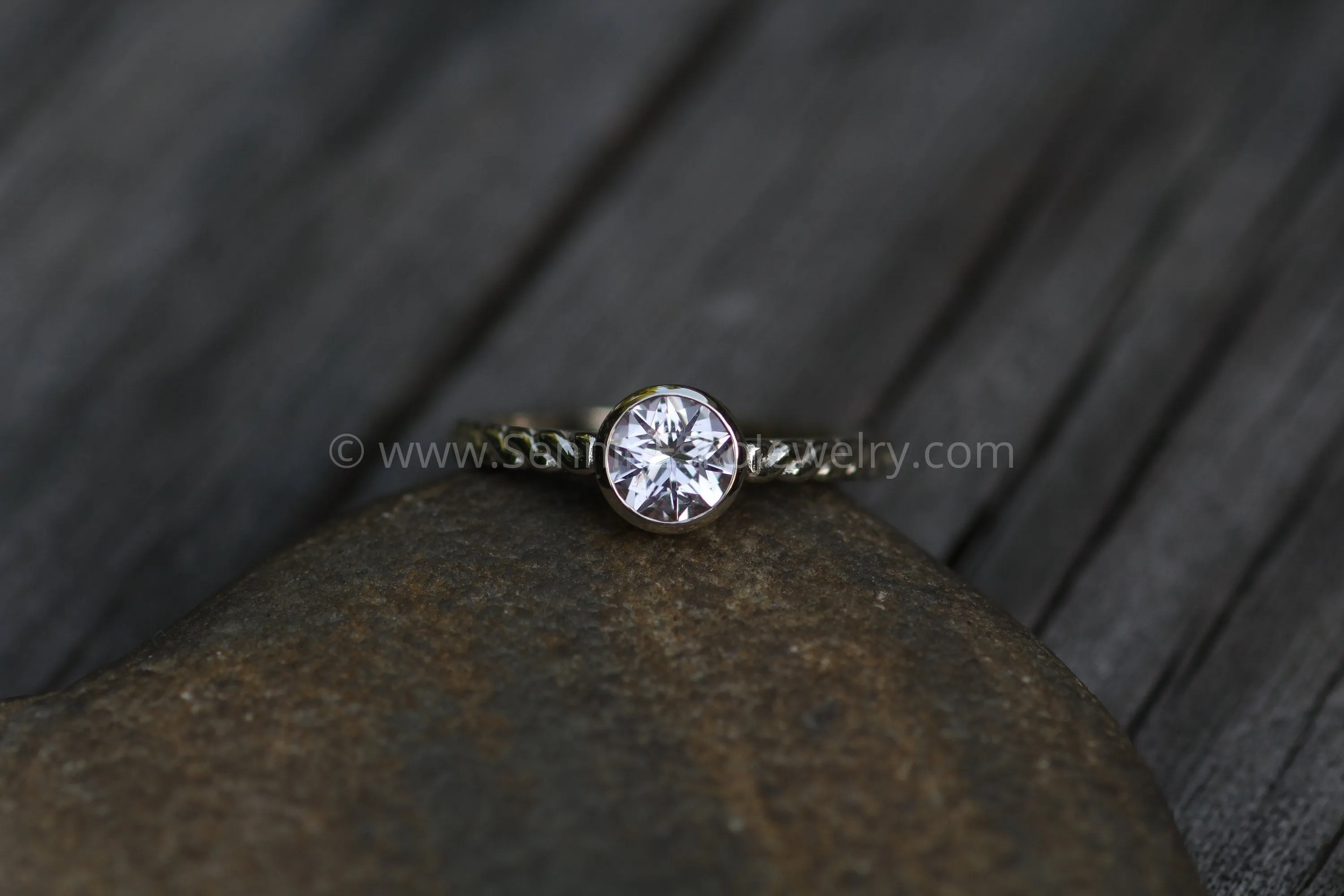 Morganite Engagement Ring - Precision Star Cut Morganite Braid Ring - Morganite Braid Ring - Morganite Rope Ring