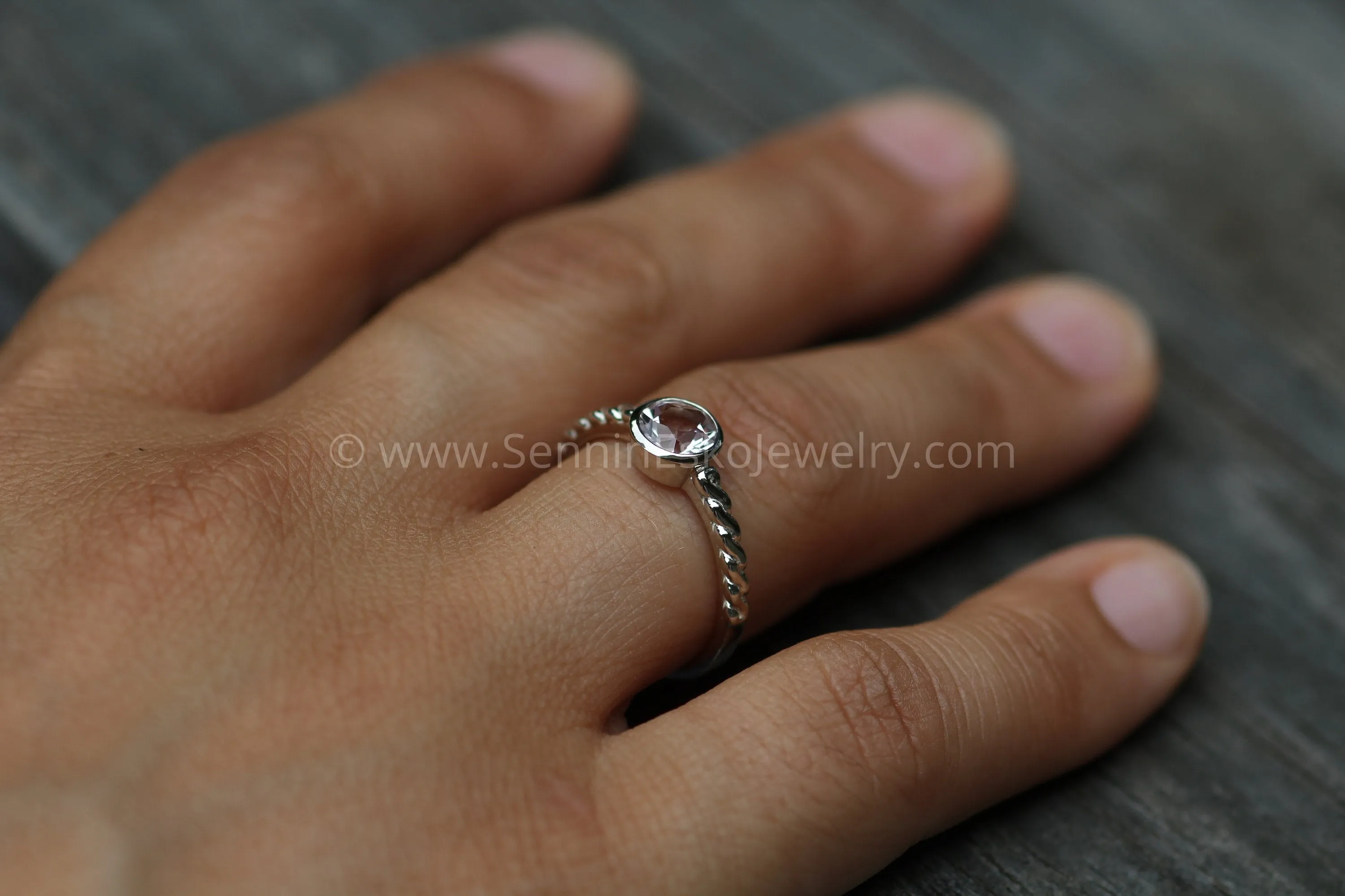 Morganite Engagement Ring - Precision Star Cut Morganite Braid Ring - Morganite Braid Ring - Morganite Rope Ring