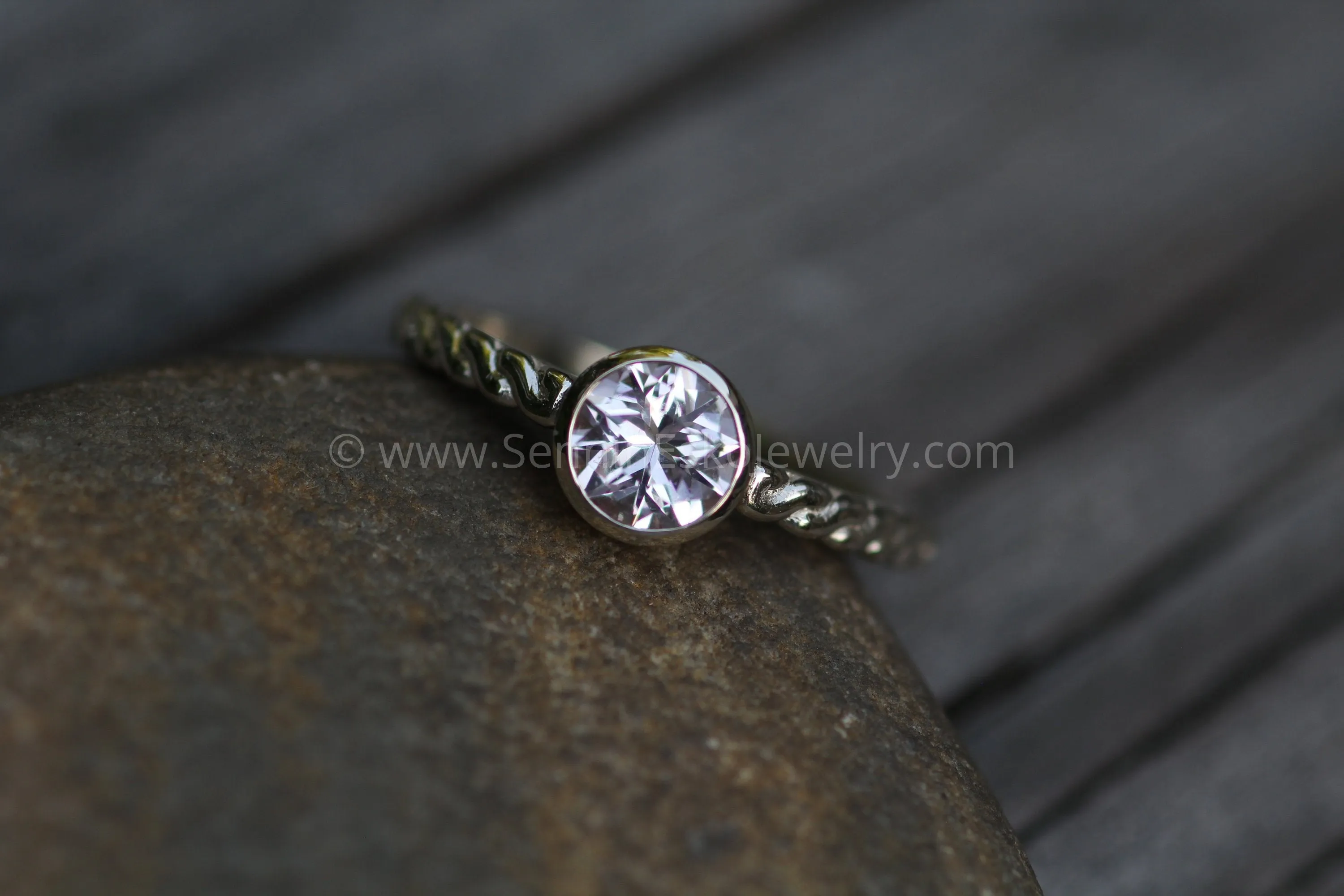 Morganite Engagement Ring - Precision Star Cut Morganite Braid Ring - Morganite Braid Ring - Morganite Rope Ring
