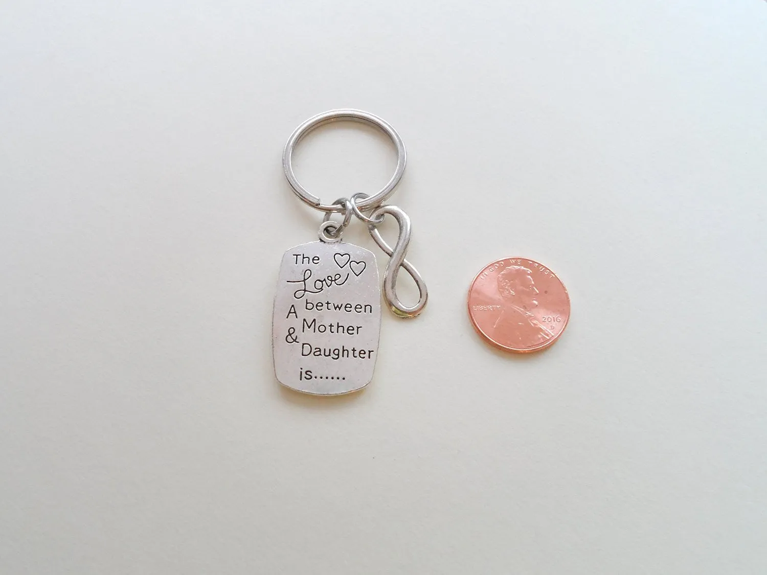 Mother and Daughter Saying Keychain Set, Love Between Is Forever, with Infinity Charm