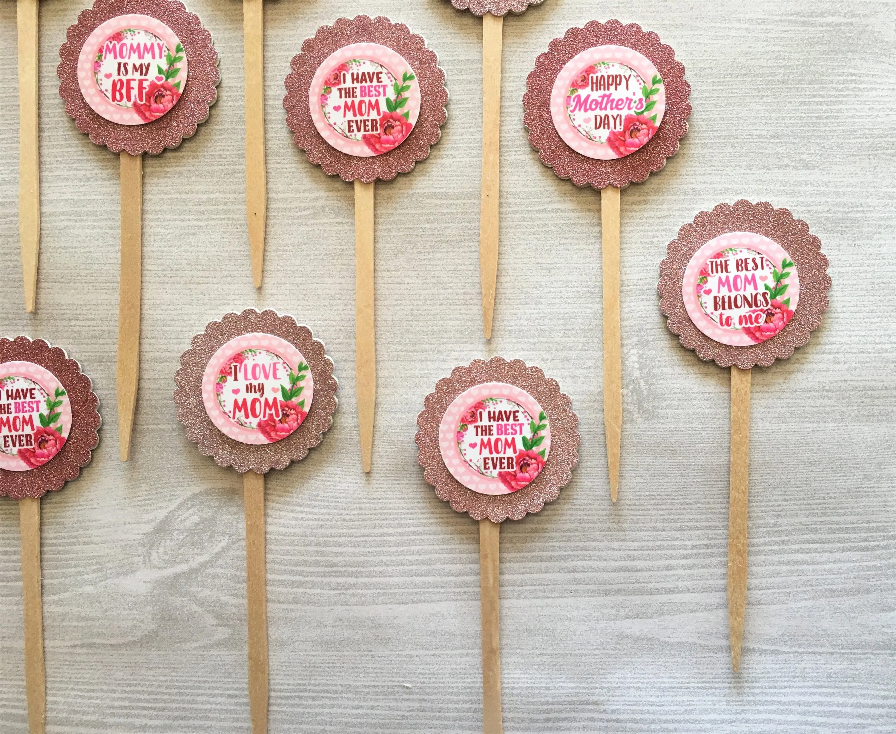 Mother, Mom Cupcake Toppers, Set of 10