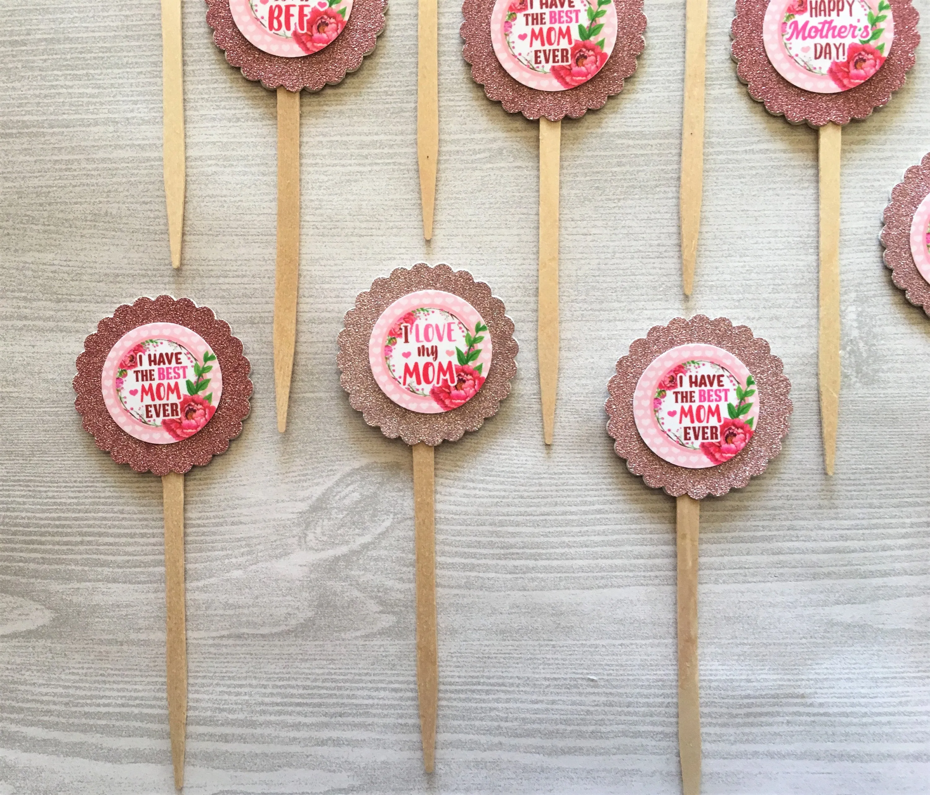 Mother, Mom Cupcake Toppers, Set of 10