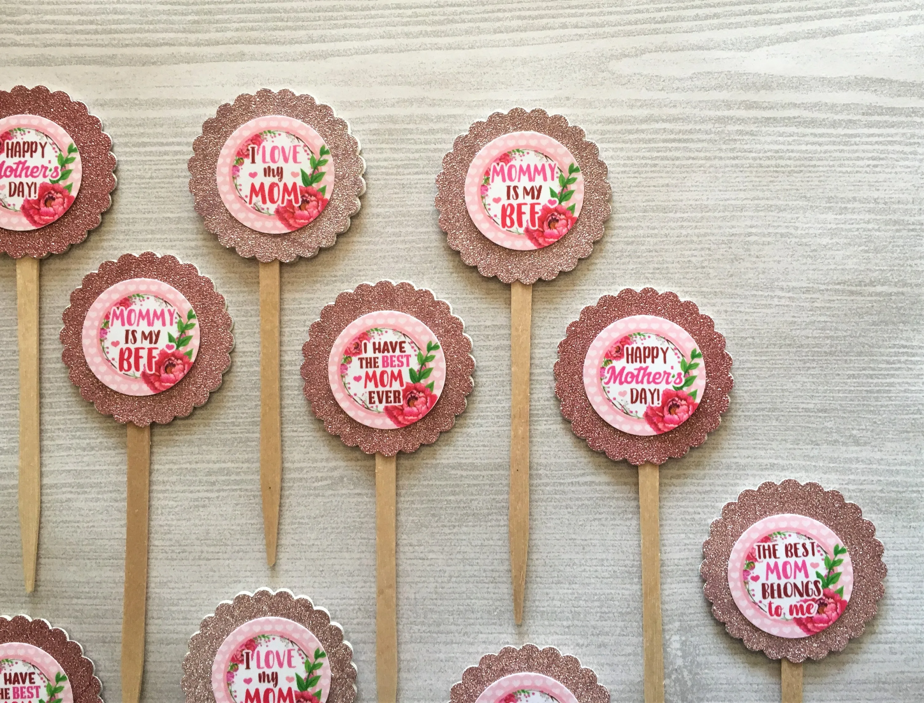Mother, Mom Cupcake Toppers, Set of 10