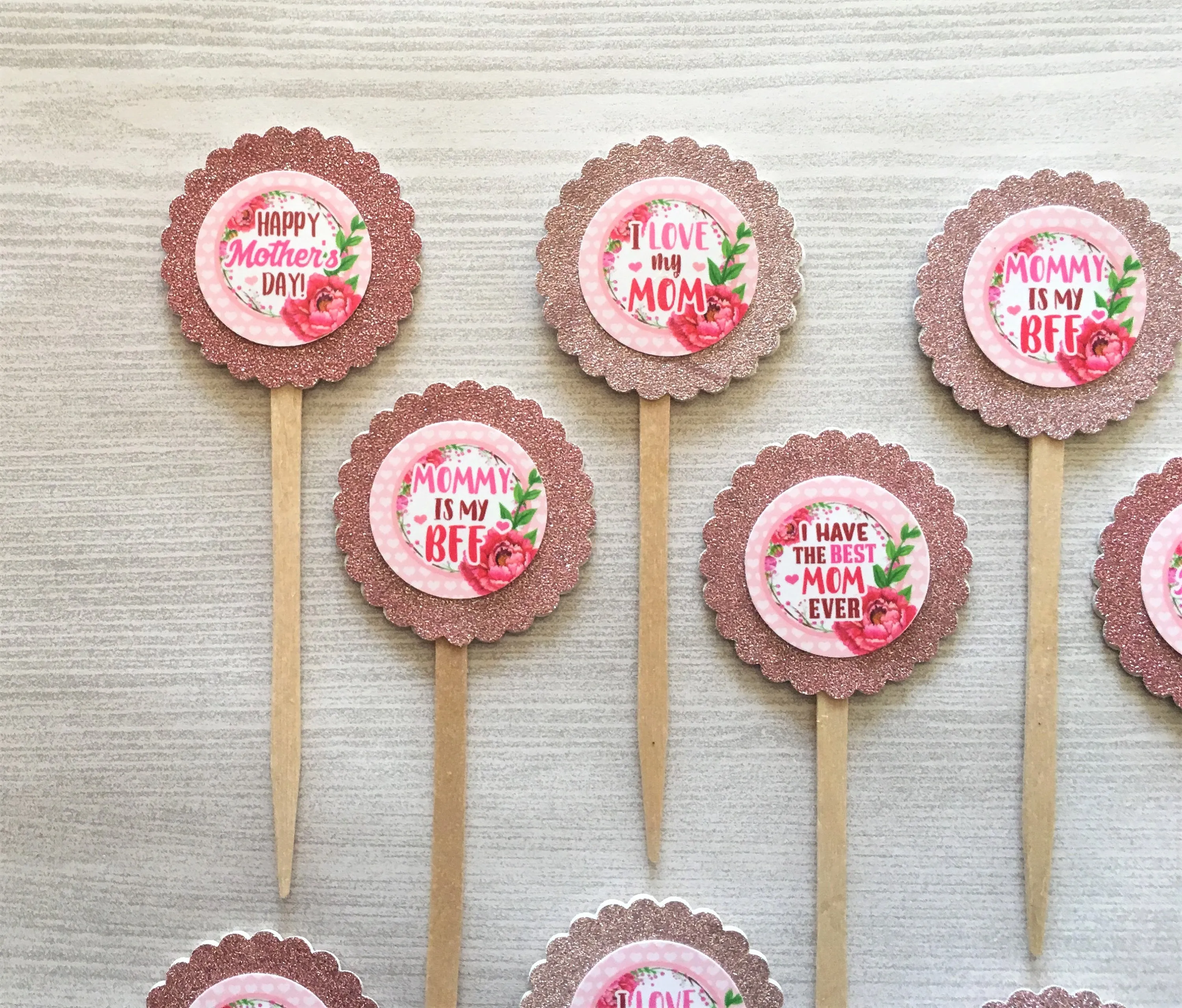 Mother, Mom Cupcake Toppers, Set of 10