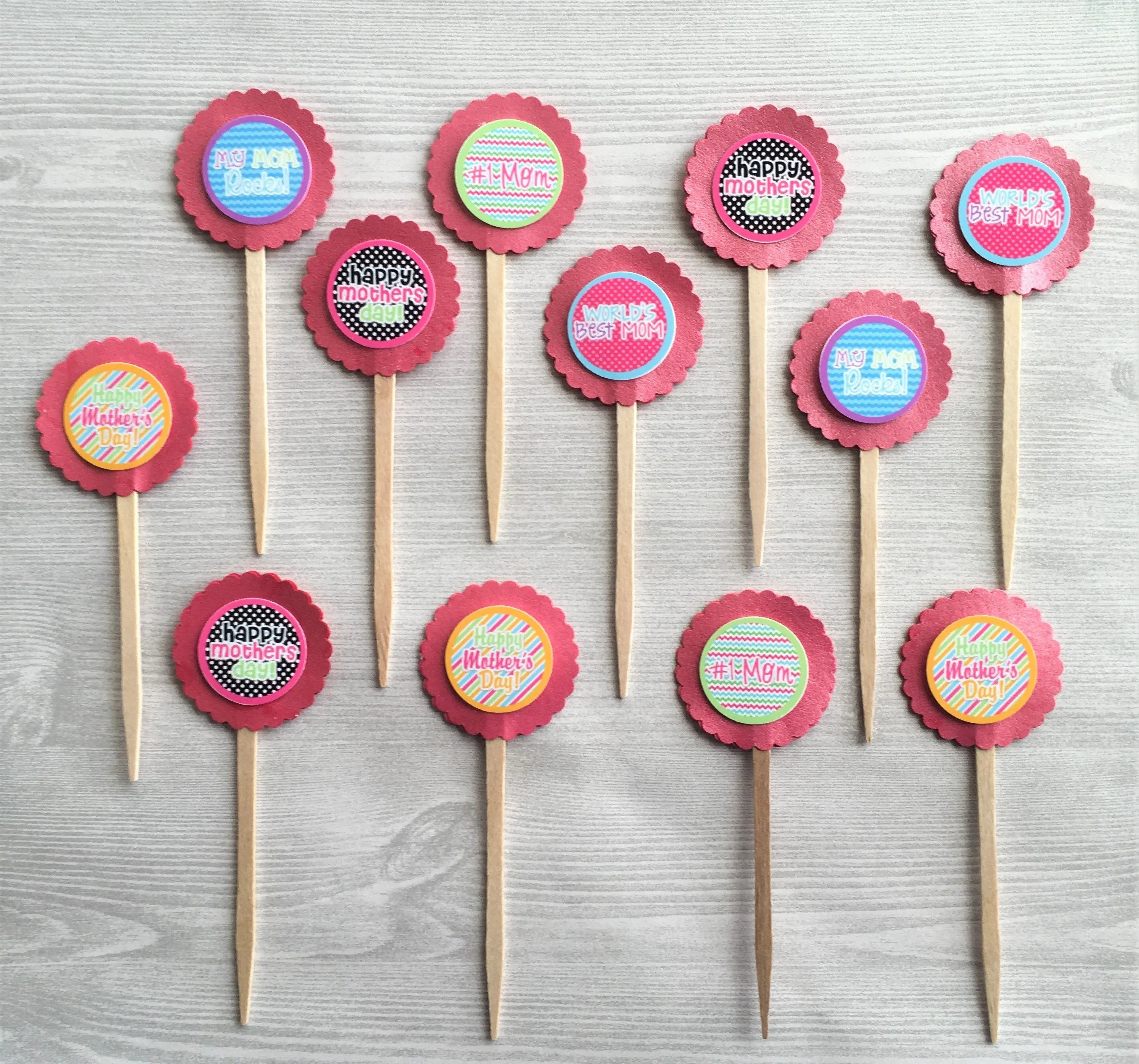 Mother, Mom Cupcake Toppers, Set of 12
