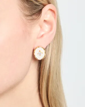 Mother of Pearl Crystal Stud Earrings