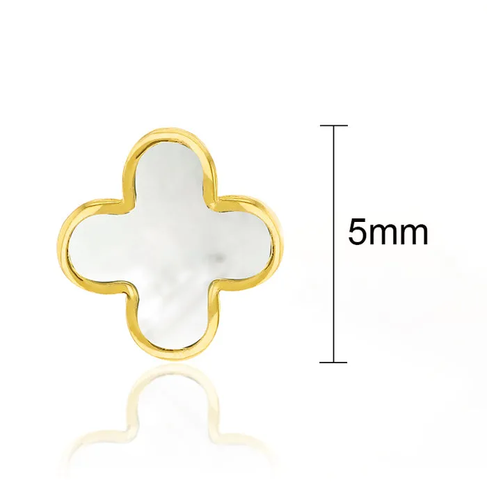 Mother Of Pearl Quatrefoil Stud Earrings