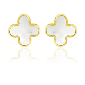 Mother Of Pearl Quatrefoil Stud Earrings