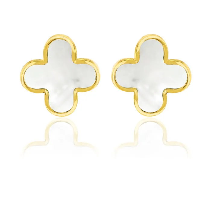 Mother Of Pearl Quatrefoil Stud Earrings