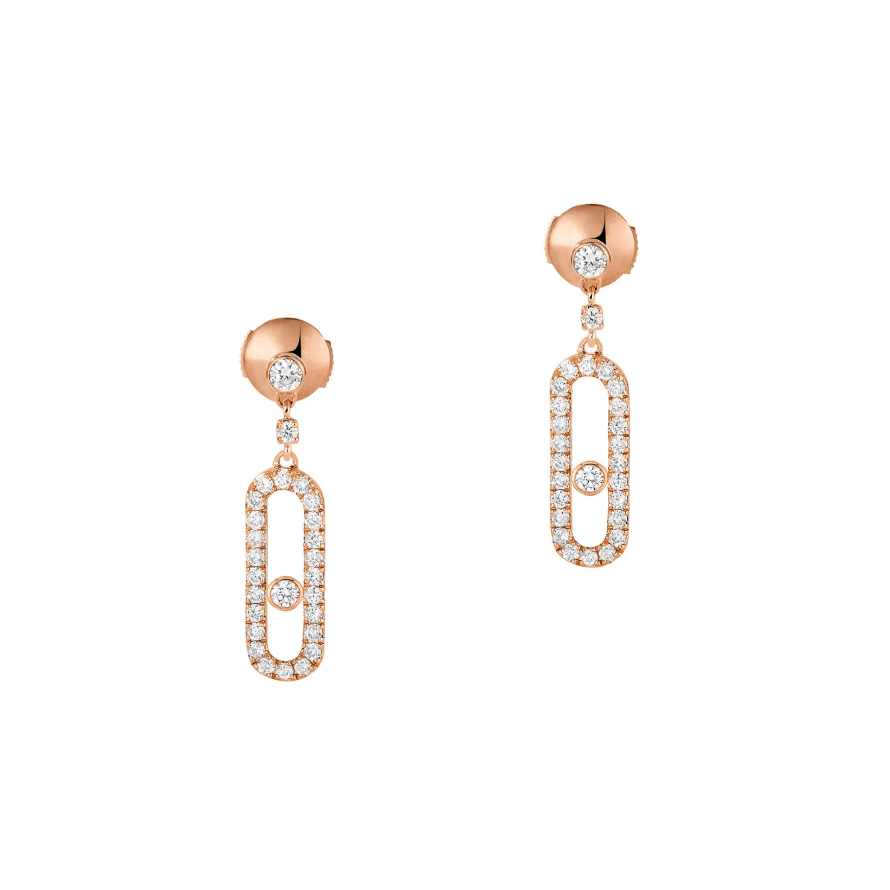 Move Uno 18K Rose Gold Diamond Pavé Drop Earrings