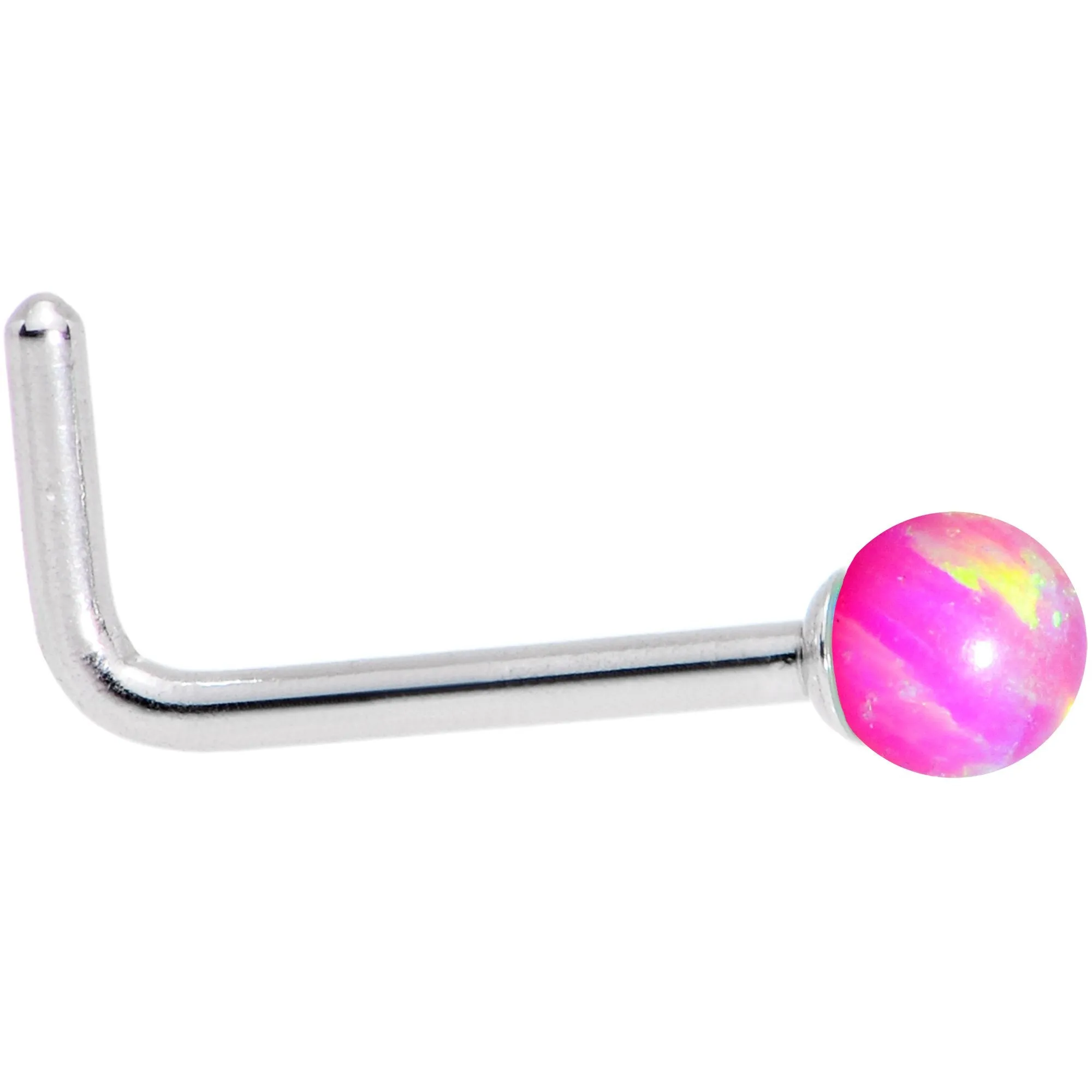 Multi Color 2.5mm Synthetic Opal Ball L Shaped Nose Ring 4 Pack Set