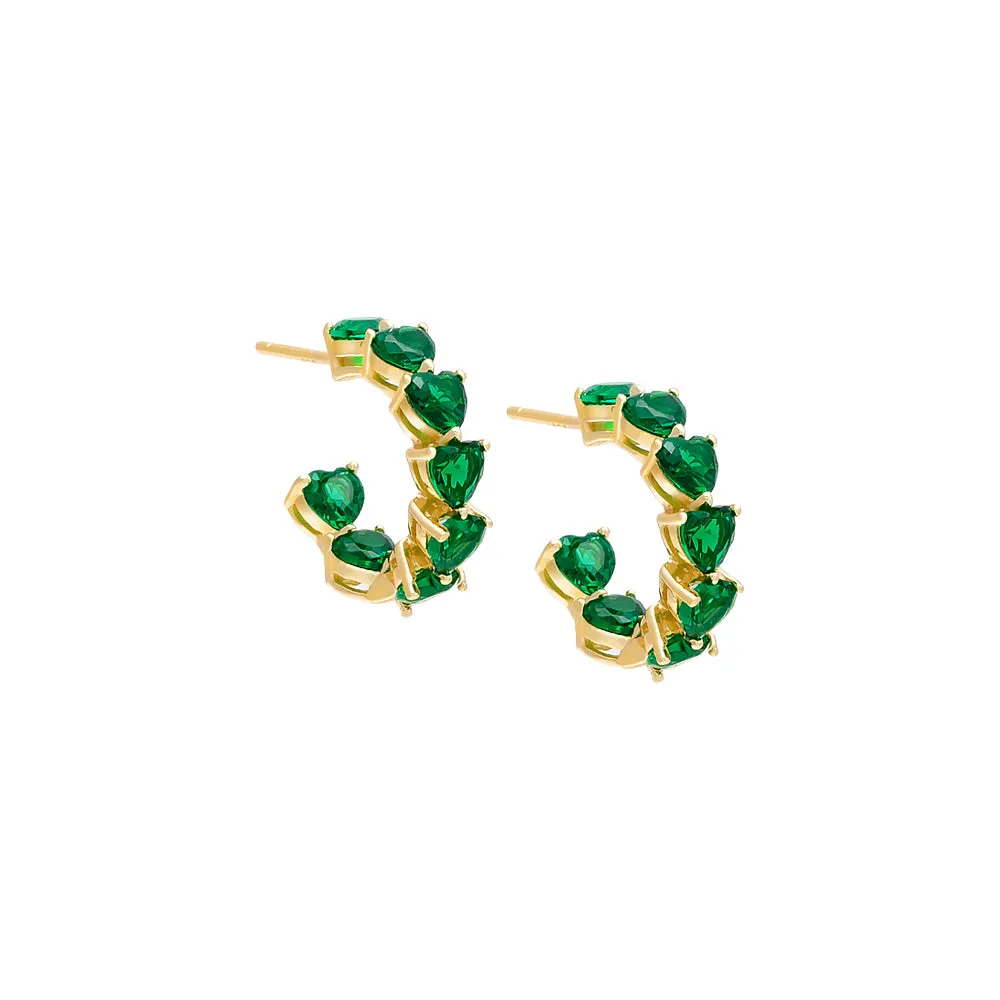 Multi CZ Heart Hoop Earring