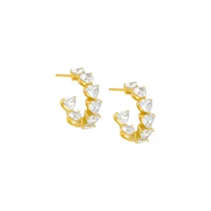 Multi CZ Heart Hoop Earring