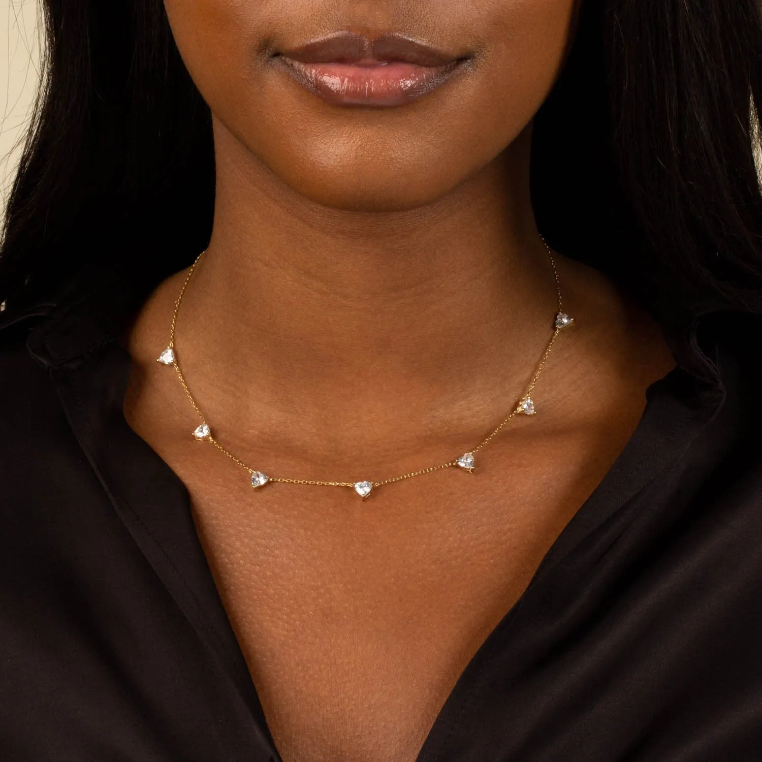 Multi CZ Heart Necklace