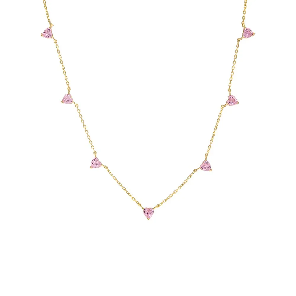 Multi CZ Heart Necklace